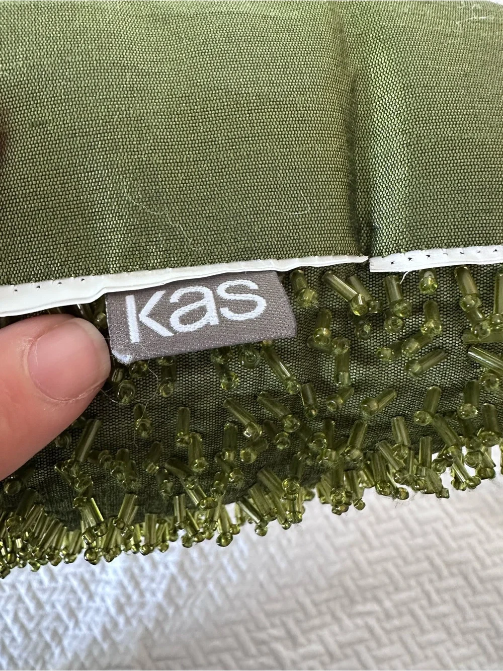Kas Camilla Green Leaves Euro Shams Standard Shams Decor Pillow Set
